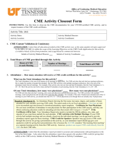 CME Activity Closeout Form