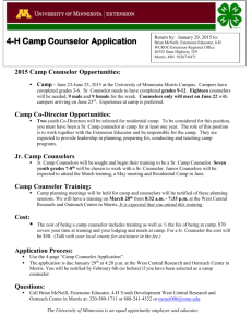 Camp Counselor Application 2015
