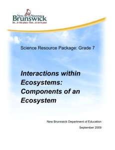 Interactions within Ecosystems - Components of an - Petitcodiac K-5