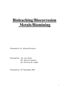 Bioleaching and Metal Contamination