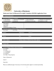 ESCRO application form - University of Rochester Medical Center