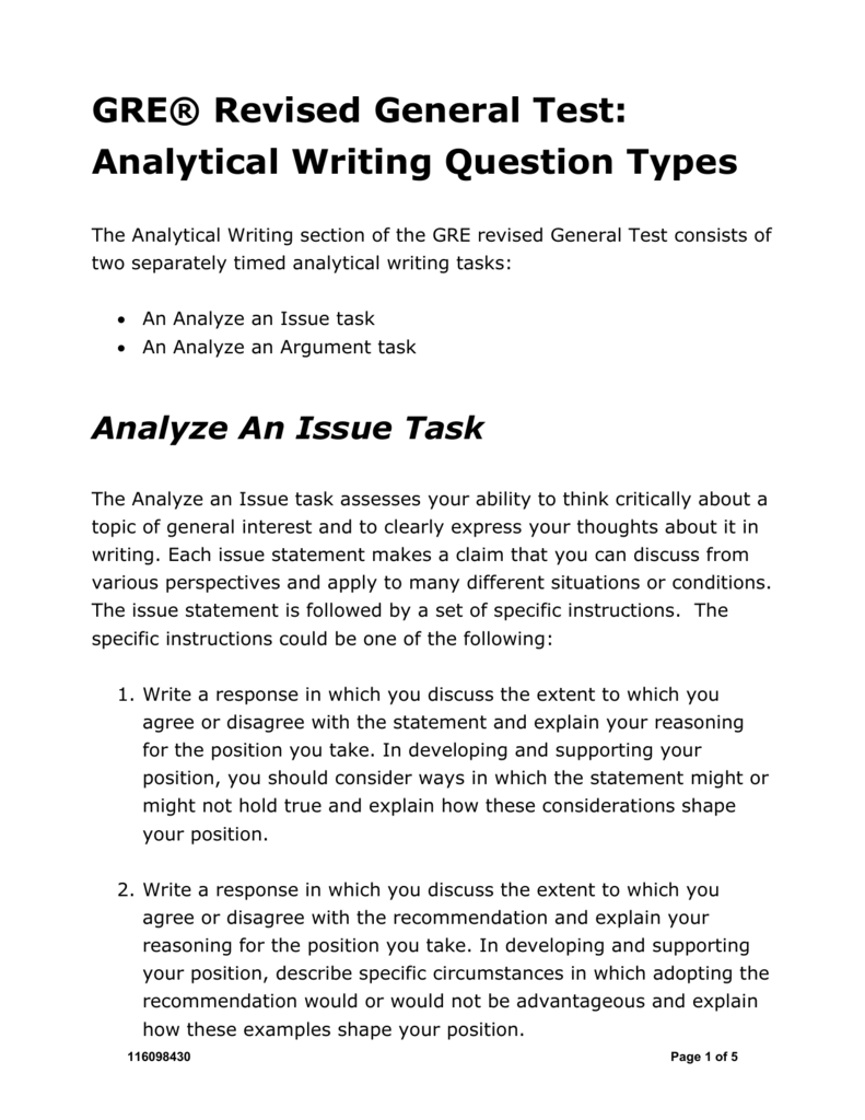 The Analyze an Issue task assesses your ability to think