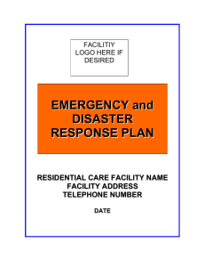 Licensed Residential Care Facilty Disaster Plan Template