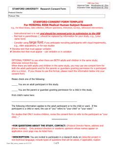 SAMPLE CONSENT FORM - Human Subjects