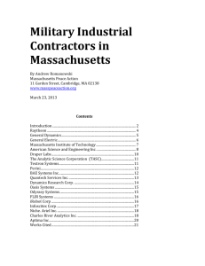 Military Industrial Contractors Massachusetts