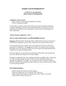 Analytic Journal Assignment A 15.665 Power and Negotiation Sloan