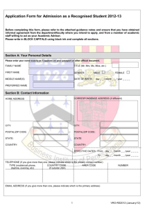 Form GAO/F1 Application Form for Graduate Study [JLB]