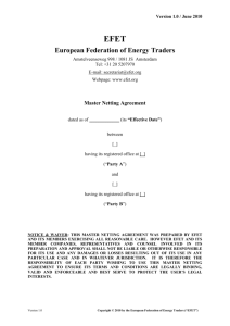 EFET Master Netting Agreement v 1.0 (Elections)