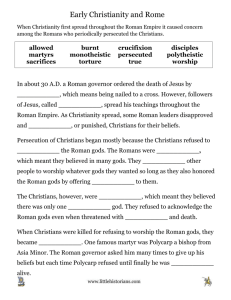 Early Christianity and Rome Cloze