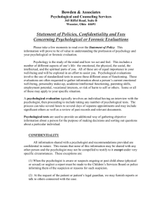 Statement of Policies, Confidentiality and Fees Concerning