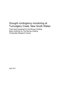 Drought contingency monitoring at Tumudgery Creek, New South