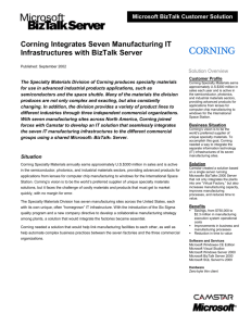Corning Integrates Seven Manufacturing IT Infrastructures with