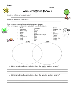 Worksheet 1: Abiotic versus Biotic factors
