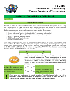 FY2016 Application - Wyoming Department of Transportation