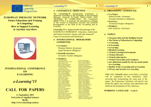 e-Learning 2015, CALL for PAPERS