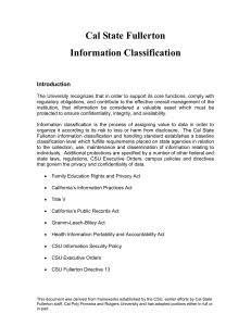 Information Classification - California State University, Fullerton