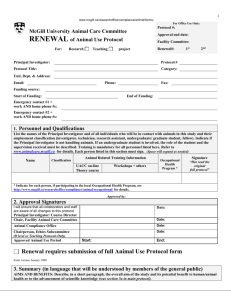 Animal Use Protocol RENEWAL Form