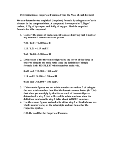 Determination of Empirical Formula From the Mass of each Element