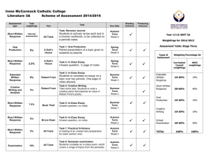 Year 12 Program 2015 - Irene McCormack Catholic College