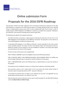 Online submission Form: Proposals for the 2016 ESFRI