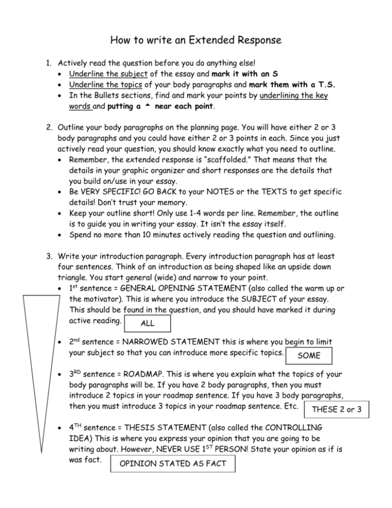 difference between extended response and essay