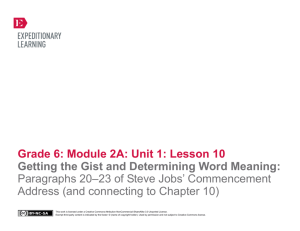 Grade 6: Module 2A: Unit 1: Lesson 10 Getting the Gist and