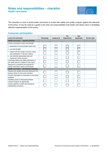 This checklist is a tool to assist healthcare teams to review their