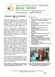 Newsletter of Ethnic Disability Advocacy Centre WINTER, JULY 2009