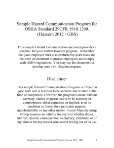 Sample Hazard Communication Program for