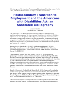 Postsecondary Transition to Employment and the