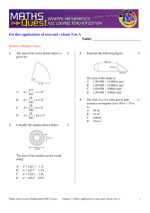 Further applications of area and volume Test A