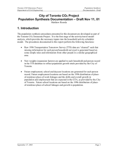 Toronto CO2 Project – Population Synthesis Documentation – Draft