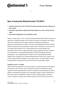 Press Release - 1 - New Continental WinterContact TS 850 P