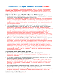 Introduction to Digital Evolution Handout