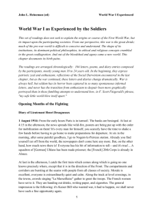 World War I as Experienced by the Soldiers