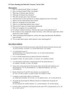 CP Chem: Bonding and Molecular Geometry Review 2015 Short