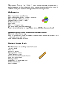 Classroom Supply List 2011-12 Thank you for helping ACS defray