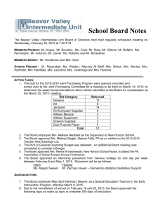 Board Notes February 2015 - Beaver Valley Intermediate Unit