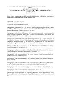 Royal Decree establishing threshold levels for the emissions from