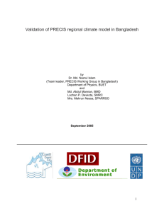 Validation of PRECIS regional climate model in Bangladesh