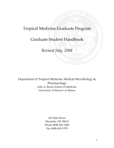 Current Tropical Medicine Graduate Program Requirements