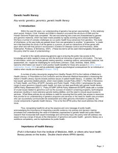 Genetic health literacy, cultural competence, public and