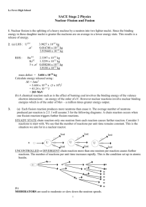 Worksheet - Nuclear Fission Fusion Solution