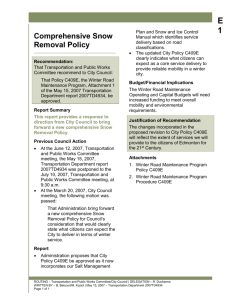 Comprehensive Snow Removal Policy