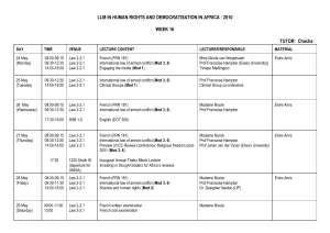 Timetable: Week 16 - Centre for Human Rights, University of Pretoria
