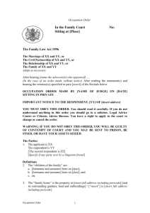 occupation-order - Courts and Tribunals Judiciary