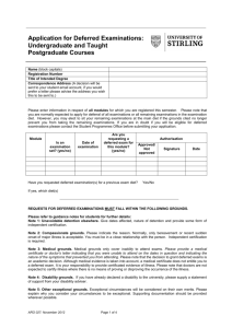 Application for Deferred Examinations: Undergraduate and Taught