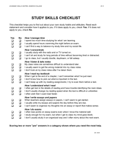 STUDY SKILL CHECKLIST