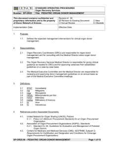 PEDIATRIC ORGAN DONOR MANAGEMENT