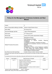 Adverse Incidents and Near Misses Management Policy